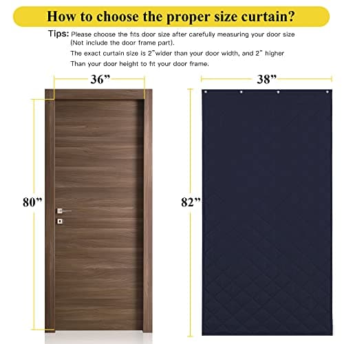 NICETOWN Thermal Insulated Door Curtain, 38"x82" Thermal Windproof Cover with 3 Hanging Ways,Saves Heating Costs for Old House Keep Warm for Doorway Kitchen Living Room, Navy Blue, 1 PC - Thumbnail 5