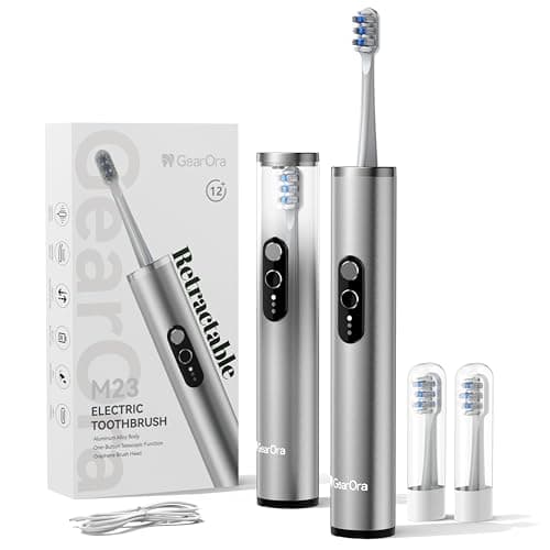 GearOra M23 Travel Electric Toothbrush for Adults, Retractable Portable Sonic Toothbrush, Aluminum Body, 30-Day Battery, Universal USB-C Charging, IPX7 Waterproof, Compact Travel Size Toothbrush - Image 1