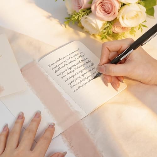 Wedding Vow Books His and Hers, Soft Touch Cover with Ribbon & Gift Box, 28 Lined Pages, Premium Elegant Keepsake for Bride & Groom Ceremony, Wedding Gift & Registry Must-Haves (Black & White) - Thumbnail 6
