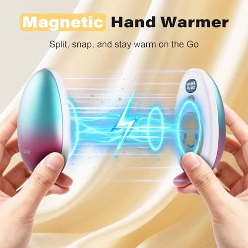 Taiofan Hand Warmers Rechargeable, 2 Pack Cute Egg Design, LED Display, 4 Levels Fast Heating Magnetic Electric Hand Warmers, Portable Pocket Heater Gifts for Women Men Outdoor Camping Hunting Golf - Thumbnail 4