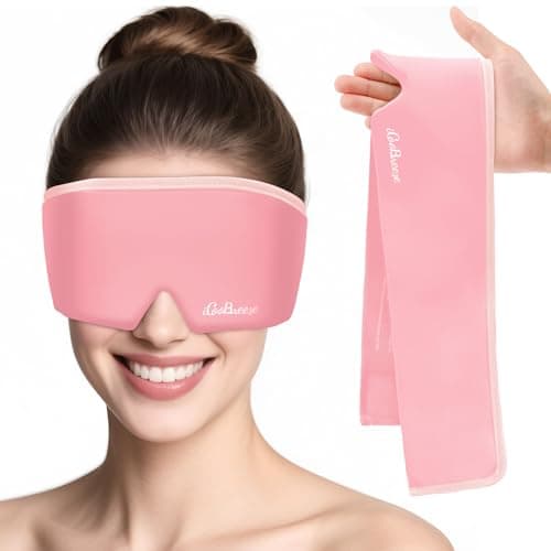 Cooling Eye Mask for Puffy Eyes, Headache and Migraine Relief Gel Eye Mask, for Headache, Puffiness, Eye Strain, Sinusitis & Post-Surgery Care – Large Soft Reusable Cold Eye Compress, Light Pink - Image 1