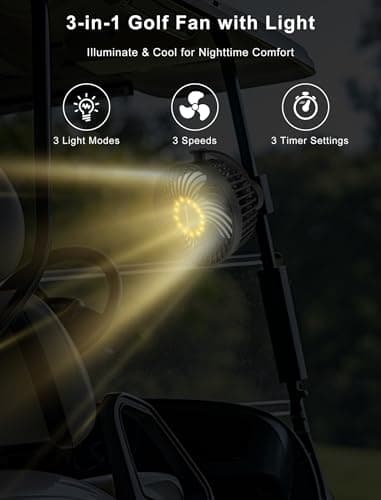 [Upgraded 2X Magnet] 1-Pack Magnetic Golf Cart Fan Rechargeable, 12000mAh Battery Operated Portable Fan with Light, Magnetic Base, Suitable for EZGO Club Car Yamaha, Golf Cart Accessories 2026 - Thumbnail 6