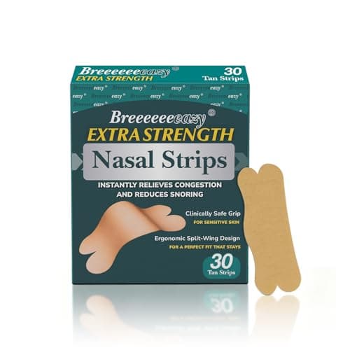 Upgraded Anti-Slip Nasal Strips for Breathing-Extra Strength Ergonomic Nose Strips,Nasal Strips for Snoring & Nose Strips for Better Breathing,Strong Adhesive Comfort Fit Improves Sleep (30 Pack) - Image 1