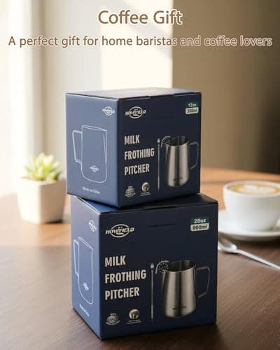 HOWFIELD 20oz Stainless Steel Milk Frothing Pitcher with Precision Spout and Measurement Markings for Espresso and Cappuccino, Silver - Thumbnail 2
