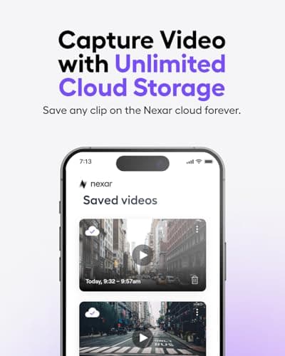 Nexar Pro Dual Dash Cam - 1 Year App Subscription Included - Unlimited Cloud Storage, Drive Recordings, Parking Mode, Night Vision, All Inside The Nexar App - WiFi HD Front Dash Cam (256 GB SD) - Thumbnail 2