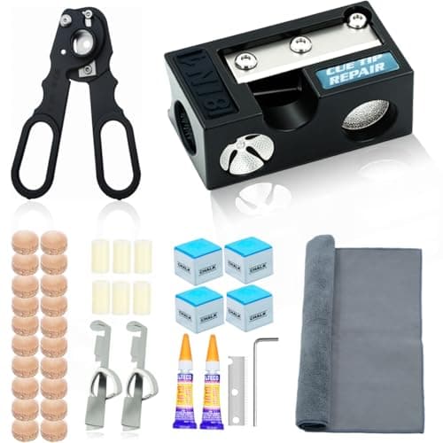 OMTRS 38PCS Pool Cue Tips Replacement Kit, 13mm Pool Stick Tips Replacement Kit with 8 in 1 Cue Tips Shaper Tools, Pool Cue Replacement Tips Repair Kit Billiard Pool Accessories - Image 1