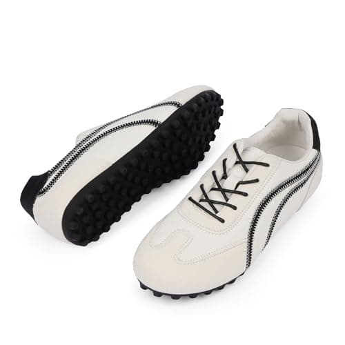 QIY Womens Fashion Sneakers White Casual Sneakers for Women Comfortable White Black Walking Tennis Shoes Slip on Cute Fall Shoes 2026 Size 8 - Thumbnail 4