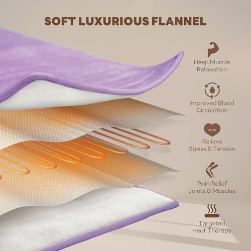 Aheadpret Electric Heating Pads for Neck and Shoulder,3 Hours Auto Shut Off,6 Heat Levels,12" x 24" Heating Pads,Machine Washable,Birthday Gifts for Women and Men,Purple - Thumbnail 5