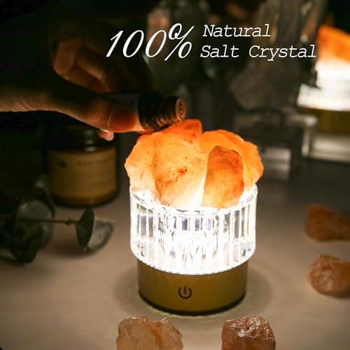 MYDAYS&DESIGN Salt Lamp Natural Pink Crystal Himalayan Salt Rocks, LED Light Dimmer with 3 Levels Cordless, Crystal Lamp Night Light Rechargeable for Room Home Decor Relaxation Ambiance - Thumbnail 3