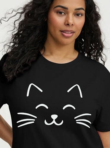 BLANCHES Plus Size Nightgowns for Women Sleeping Night Shirts Short Sleeve Sleep Shirt Printed Sleepwear Loungewear Soft Print Nightshirts A-black - Thumbnail 3