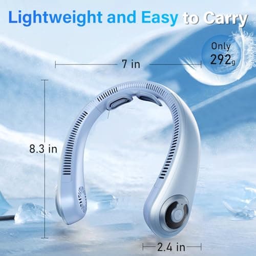 Neck Fan - Portable Neck Fan with Neck Support, 5 Speeds, All Around Airflow, Hand-free Bladeless Personal Cooling Fans, Rechargeable Wearable Fan for Outdoor and Indoor, Festival Gifts for Men Women - Thumbnail 6