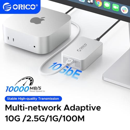 ORICO 10 Gigabit Ethernet Adapter, USB C to Ethernet Adapter, Only Compatible Thunderbolt 5/4/3/USB4, Multi-Rate Adaptive, Suitable for NAS/PC/Mac, Aluminum Housing with Cooling Fan 40Gbps Cable REA - Thumbnail 2