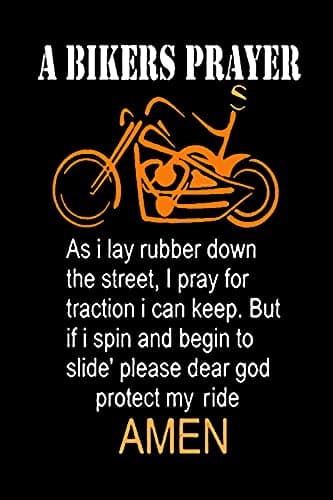 Metal Tin Sign Vintage Chic Art Decoration a Bikers Prayer & Motorcycle for Home Bar Cafe Farm Store Garage or Club 12" X 8" - Image 1