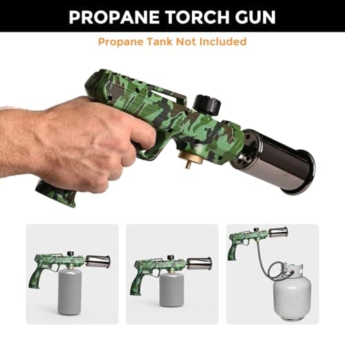 Yunvolx Propane Torch Gun, 3272°F/1800℃ Adjustable Flame Torch Lightweight Safe for Cooking, Camping, DIY Repairs & Outdoor Use, Safe Handheld Torch (Propane Tank Not Included) - Thumbnail 5
