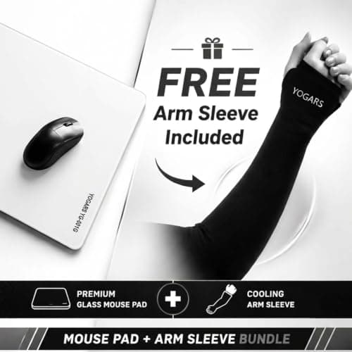 YOGARS Tempered Glass Gaming Mouse Pad, Ultra-Smooth Micro-Etched Surface Speed & Control, Large 19.7"x15.7" Anti-Slip Base, Easy Clean Scratch Resistant for Esports and Work (White) - Thumbnail 2