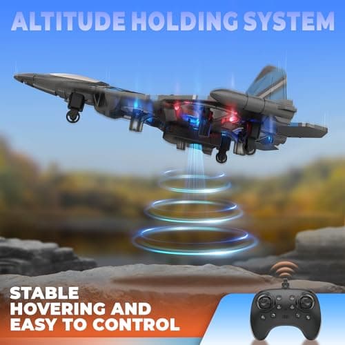 BEZGAR Drones for Kids | 2.4GHZ RC Plane | Remote Control Airplane, Mini Stunt Plane Helicopter, 360° Flip Fighter Jet Toy with Colorful LED Navigation Lights Blue, Toys for ages 8-13 - Thumbnail 4