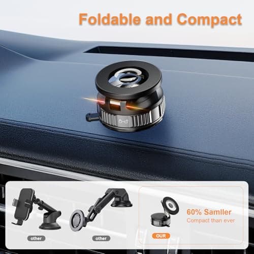Magnetic Phone Holder for Car, 360° Adjustable Vacuum Car Phone Holder for Magsafe, 80+LBS Suction Phone Mount for Car Dash/Windshield/Screen, Phone Holders for Your Car for iPhone 17 16 15 14 13 12 - Thumbnail 6