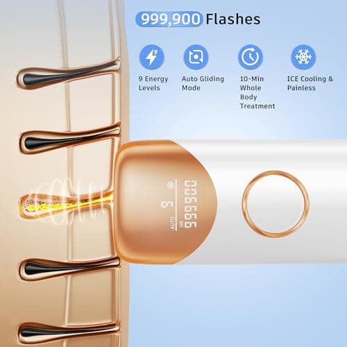 Ubroo Laser Hair Removal with 5℃ Ice Cooling,Hand-held Hair Removal Device IPL Hair Removal for Women and Men,Reduce Hair Regrowth,Full Body Use for Legs,Bikini,Armpits（Gold） - Thumbnail 6