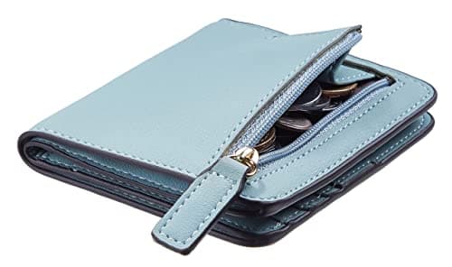 Gostwo Small Wallet for Women, Slim RFID Blocking Wallet, Credit Card Holder Wallet, Compact Bifold Luxury Genuine Leather Pocket Passport Wallet Ladies Girls Mini Purse Travel with ID Window, Blue - Thumbnail 2