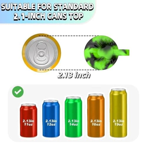 8 Pack Soda Can Lids with Straw,Silicone Soda Can Covers,Pop Can Cover,BPA-Free,Reusable Can Covers for soda,Coke,Beer,Juice,Beverage,Fits Standard Cans - Thumbnail 5