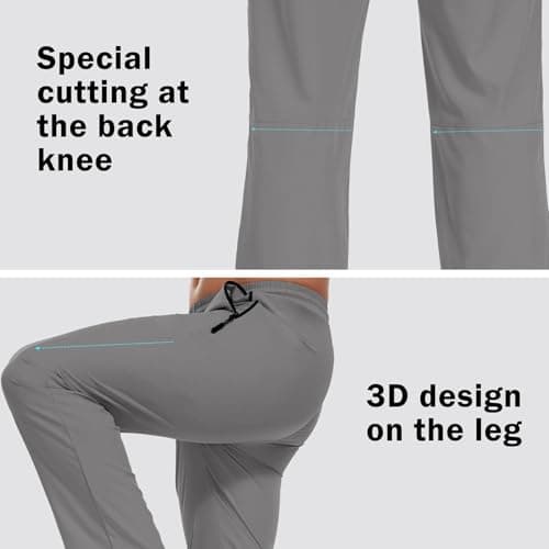 Mens Hiking Pants Sweatpants with 2 Zipper Pockets Waterproof Quick Dry Lightweight UPF 50+ Cargo Elastic Waist Drawsting Casual Work Athletic Gym Workout Grey S - Thumbnail 6