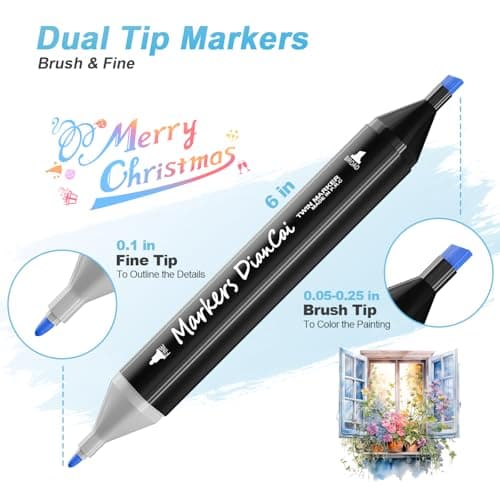 DTXDTech Alcohol Markers 80 Colors,Chisel & Fine Dual Tip Marker Set for Adults,Permanent Markers Pens Coloring Alcohol Marker Perfect Halloween Christmas Gift for Painting Coloring Sketching - Thumbnail 2