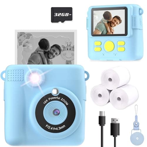 ESOXOFFORE Kids Camera Instant Print, Christmas Birthday Gifts for Kids Age 3-12, Selfie Digital Camera with 1080P Videos,Toddler Portable Travel Toy for 4 5 6 7 8 9 Year Old Boys Girls-Blue - Image 1