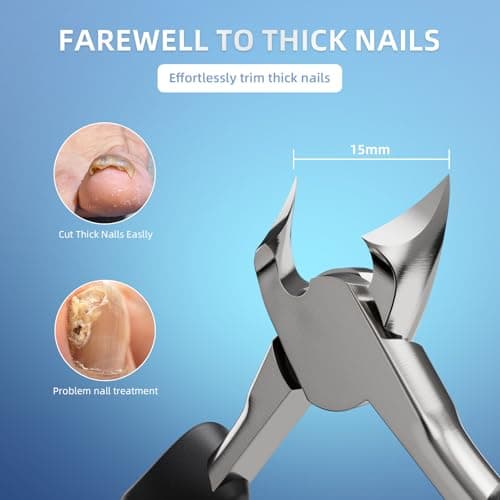Nail Clippers for Thick & Ingrown Toenails - Sharp Curved Blade & Non-Slip Handle -Toenail Clippers for Men, Women, and Seniors - Professional Heavy-Duty Pedicure Tool Gift - Thumbnail 3