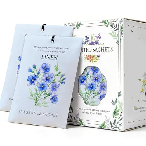 HOMELLAX Linen Scented Sachet Bags - 12 Pack Drawer & Closet Freshener, Long Lasting Odor Eliminator for Wardrobes, Cars & Storage, Home Fragrance Air Freshener Sachets - Image 1