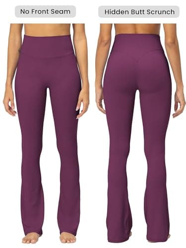 Sunzel No Front Seam Mini Flare Leggings for Women, Invisible Butt Scrunch Flared Yoga Pants with Tummy Control 28" Cherry Red X-Small - Thumbnail 3