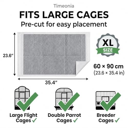 TIMEONIA XL Bird Cage Liners 23.6x35.4 20-Pack Bamboo Charcoal Large Parrot - Thumbnail 4