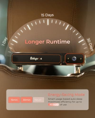 Babyvue BV6 Wireless Baby Car Camera Fast Setup, HD1080P No Wiring Car Baby Monitor with Auto IR Night Vision, 5.2" Display Backseat Camera 3X Zoom for Kids - Thumbnail 4