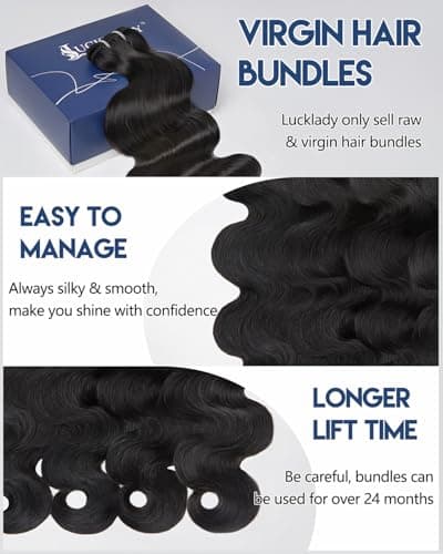 Lucklady 16A Raw Bundles Human Hair Body Wave, 3 Bundles 18 20 22 Inch Body Wave Bundles Human Hair, Triple Lifespan Virgin Remy hair - Thumbnail 2