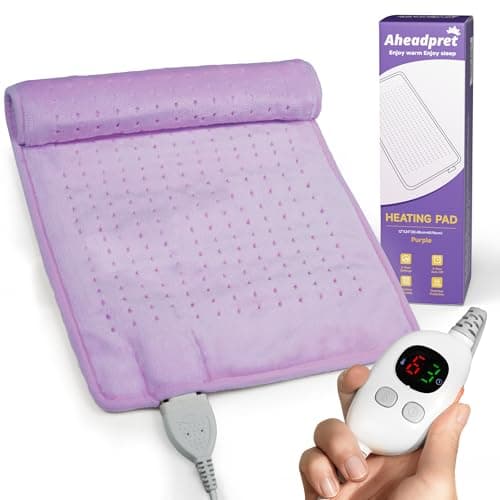 Aheadpret Electric Heating Pads for Neck and Shoulder,3 Hours Auto Shut Off,6 Heat Levels,12" x 24" Heating Pads,Machine Washable,Birthday Gifts for Women and Men,Purple - Image 1