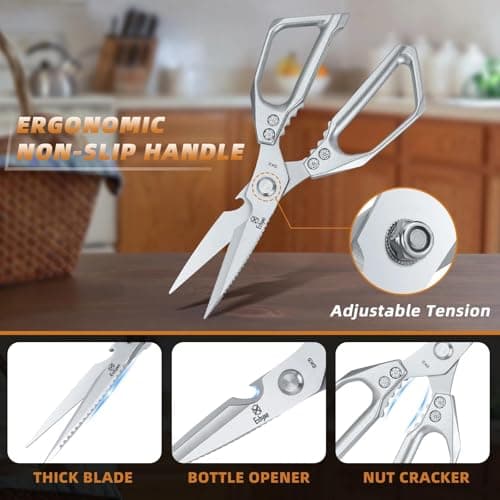 Ethyxe Kitchen Scissors All Purpose - Heavy Duty Poultry Shears - Thumbnail 3