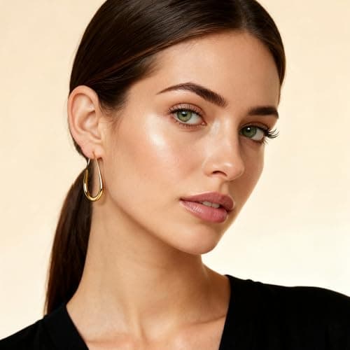 YBNGSMK 18k Gold Hoop Earrings - Hypoallergenic Silver Earrings for Women - Lightweight Hoop Jewelry 2 Pairs - Thumbnail 6