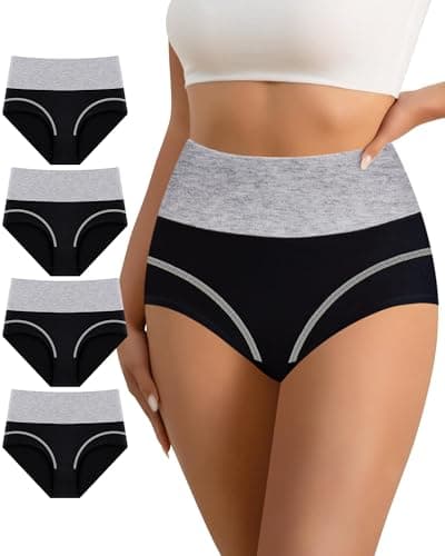 YDQ Womens Cotton Underwear Tummy Control High Waisted Postpartum Ladies Panties Post Partum Moisture Wicking Compression Breathable Pack Grey S - Image 1