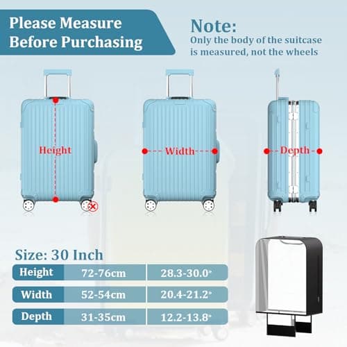 YHOUSE Clear Luggage Cover Protector For Suitcase, PVC Waterproof Suitcase Cover Protector Fit 30-32 Inch Luggage - Thumbnail 2