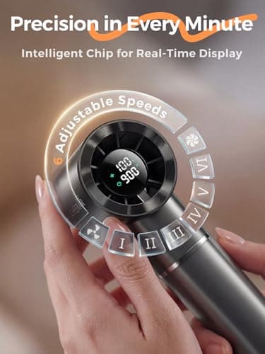 Cheerair Handheld Portable Fan, 6-Speed Powerful Mini Personal Fan, Rechargeable 5000mAh Battery with Up to 15 Hours Runtime, Pocket Turbo Fan with Smart LED Display, Ideal for Travel, Camping, Makeup - Thumbnail 4