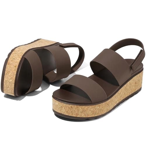 Marc Ford Women's 2026 Chocolate Cork Wedge Sandals Platform Chunky Lug Sole Lightweight Comfortable Waterproof Summer Beach Vacation Essentials Trendy Walking Shoes Resort Wears Size 7.5 - Thumbnail 5
