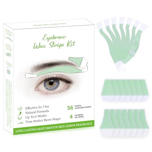 Eyebrow Wax Strips - 56 Strip Eyebrow & Upper Lip Hair Remover with 4 Soothing Wipes | Natural Beeswax Formula | Painless at Home Hair Removal for Women & Sensitive Skin | Lasts 6 Weeks - Image 1