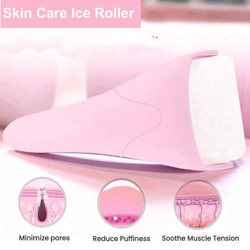 Ice Roller for Face, Face Roller-Cold Massage Stick for Cooling and Calming Puffiness Wrinkles Fine Lines - Skin Care Tools- Self Care Gifts for Women Men (Light Pink) - Thumbnail 3