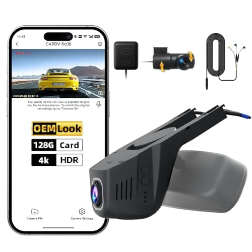 4K+1080P Dash Cam Front and Rear,FHD Wireless Dual Dashcam for Cars,Hardwire,HDR Night Vision,24H Parking Mode,5G WiFi & GPS,Car Battery Protection,Hardwire Kit,128GB Card