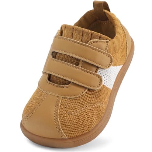 STQ Toddler Boys Shoes Wide Toe Box Barefoot Shoes Boy Sneakers Kids Tennis Shoe Preschool Breathable Non Slip Flexible Lightweight Comfortable Walking Running Gym Outdoor Brown Little Kid Size 11