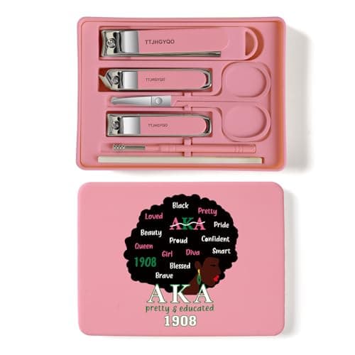 TTJHGYQO Nail Clippers and Beauty Tool Portable Set Nail Clipper Set Manicure Set 6 in 1 AKA Sorority Gifts Suitable for for Women Home, Workplace, Outdoor Travel,Etc. (AKA 1908 Pink) - Image 1