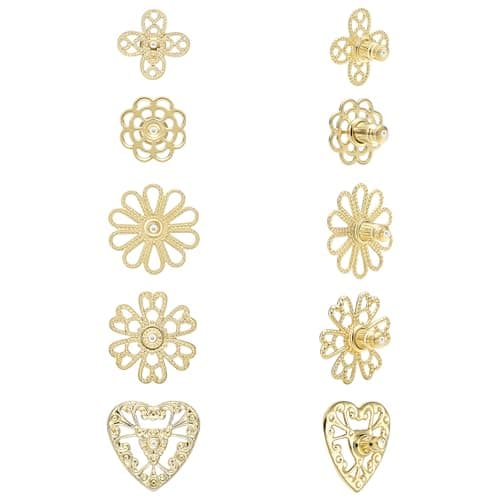 Heavy Duty Earring Supports for Droopy Ears - 5 Pairs Secure Locking Backs Anti-Drop Lifters for Heavy Earrings, 10-17mm Gold Plated Large Metal Earring Backs Replacement for Women/Men (Gold) - Image 1