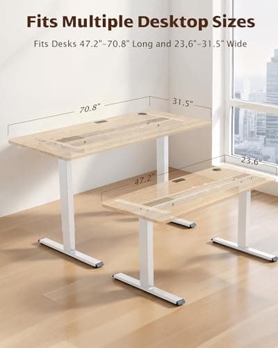 TOPSKY Dual Motor Electric Standing Desk Frame, Height Adjustable Sit Stand Base for Home Office, Fits Table Tops up to 70.8 x 31.5 Inch, 225 lb Capacity (White, Without Stand) - Thumbnail 2
