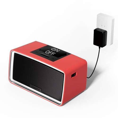 ClaspVital One-Touch Simple Music Player for Seniors | Audio Book Player for Elderly 32GB TF Card with Reader | 6,000 Songs Mp3 Music Player, Gift for Dementia, Alzheimers (Red)