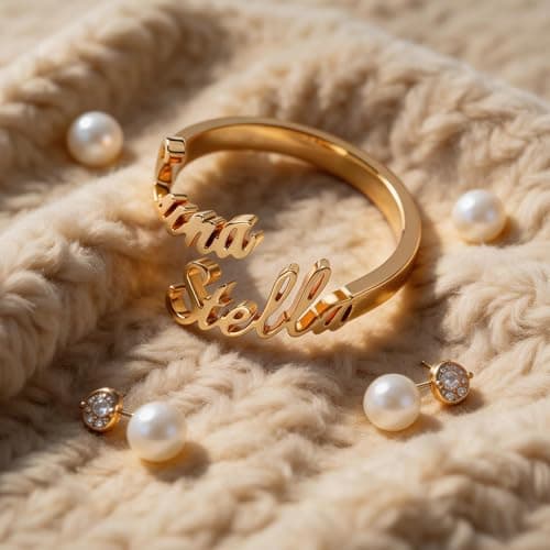 coobopet Custom Name Rings for Women Personalized 14K Gold Plated/Sterling Silver/Rose Gold Engraved Name Ring Customized Jewelry Gift Wedding Engagement Rings for Women Men Couples - Thumbnail 5