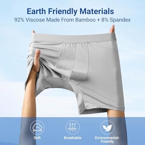 MEETYOO Men's Underwear Boxer Briefs Pack, Moisture-Wicking Underwear for Men Breathable No Ride Up Boxers - Thumbnail 5
